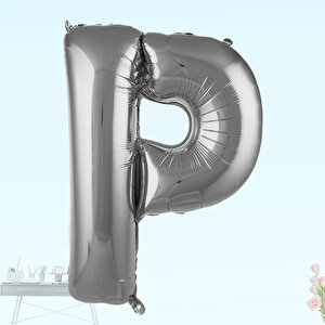P Harf Folyo Balon, 100 Cm - Gümüş