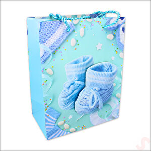 Karton Çanta, Patik Model Mavi 23 X 18 X 10 Cm - 12 Adet