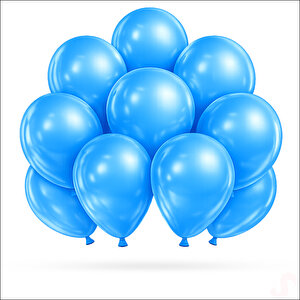 Metalik Parlak Balon, 30 Cm X 10 Adet - Mavi