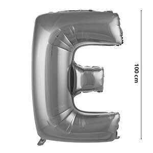 E Harf Folyo Balon, 100 Cm - Gümüş