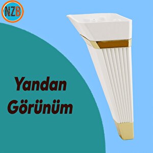 Mobilya Kanepe Çekyat Sehpa Tv Ünitesi Koltuk Ayağı Baza Ayak 15 Cm Beyaz Altın