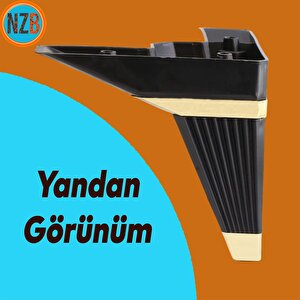 Mobilya Kanepe Çekyat Sehpa Tv Ünitesi Koltuk Ayağı Baza Ayak Köşe 12 Cm Siyah Altın