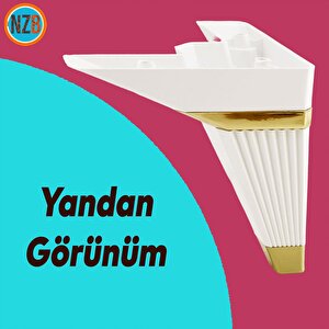 Mobilya Kanepe Çekyat Sehpa Tv Ünitesi Koltuk Ayağı Baza Ayak Köşe 14 Cm Beyaz Altın