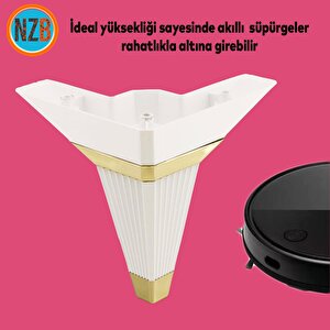 Mobilya Kanepe Çekyat Sehpa Tv Ünitesi Koltuk Ayağı Baza Ayak Köşe 14 Cm Beyaz Altın