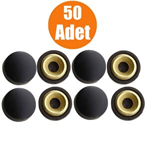 Dekoratif Vida Kapağı Kapatıcı 15 Mm Mat Siyah Vida Tapası Tıpası (50 Adet)