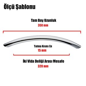 Mobilya Dolap Kapak Çekmece Kulpu Krom Metal 320 Mm