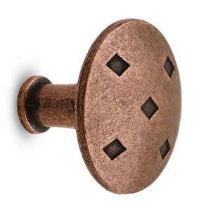 Baklavalı Düğme Çekmece Dolap Kapak Kulpu Antik Bakır Metal Kulp