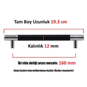 (krom Mat Si̇yah) Çekmece Dolap Kulpu Kulp 160 Mm