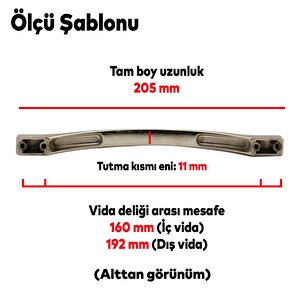 Çekmece Mutfak Dolap Kapak Kulpu Kulbu 160-192 Mm İnox Metal Kulp