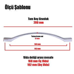 Çekmece Mutfak Dolap Kapak Kulpu Kulbu 160-192 Mm Metal Kulp