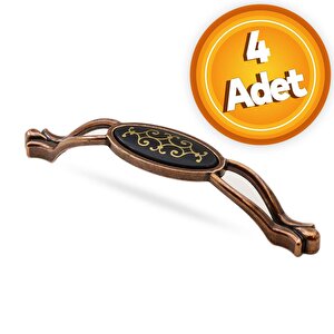 Çekmece Dolap Kapak Kulpu Kulbu 128 Mm Antik Bakır Metal Kulp (4 Adet)