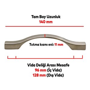 Çekmece Mutfak Dolap Kapak Kulpu Kulbu 96-128 Mm İnox Metal Kulp