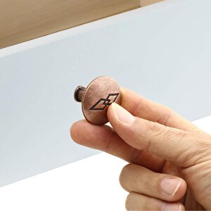 Baklavalı Düğme Çekmece Dolap Kapak Kulpu Antik Bakır Metal Kulp