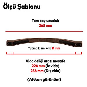 Çekmece Mutfak Dolap Kapak Kulpu Kulbu 224-256 Mm Antik Bakır Metal Kulp