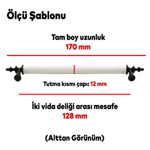 Çekmece Mutfak Dolap Kapak Kulpu Kulbu 128 Mm Beyaz Metal Kulp