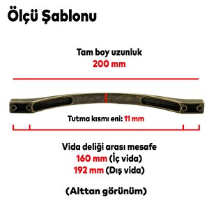 Çekmece Mutfak Dolap Kapak Kulpu Kulbu 160-192 Mm Antik Sarı Metal Kulp