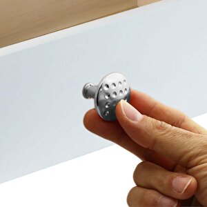 Düğme Noktalı Çekmece Dolap Kapak Kulpu Kulbu Krom Metal Kulp