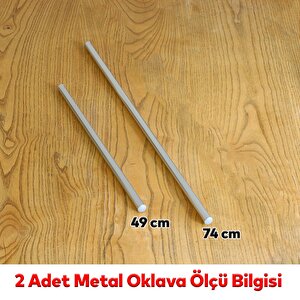Alüminyum Metal Oklava 2'li Set 74-49 Cm Börek Hamur Yufka Hamur Açma Silindir Yuvarlak Uzun Kısa Mutfak