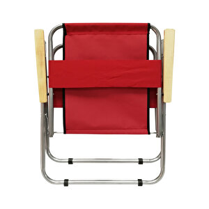 4 Adet Ahşap Kollu Katlanır Kamp Sandalyesi Katlanır Sandalye Bahçe Sandalyesi - Kırmızı
