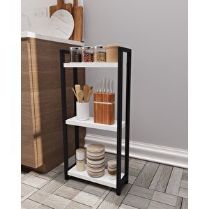 Eos 3 Raflı Mutfak Rafı Metal Ayaklı Banyo Dolabı Çok Amaçlı Raf Kiler Dolabı Ofis Rafı Kitaplık - Beyaz