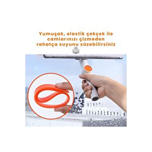 Teleskopik Çift Taraflı Pratik Yüksek Kaliteli Cam Silme Aparatı Yedek Bez