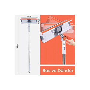 Teleskopik Çift Taraflı Pratik Yüksek Kaliteli Cam Silme Aparatı Yedek Bez