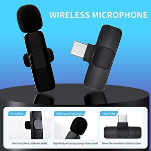K8 Kablosuz Taşınabilir Yaka Mikrofonu Typ-c