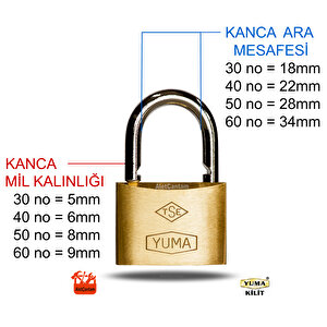 Yuma Pirinç Sarı Asma Kilit Master Sistem Ortak Anahtarlı 60mm