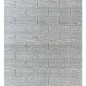 70x38cm 1 Adet  Çizgili Gri Tuğla Arkası Yapışkanlı Esnek Silinebilir Duvar Kağıdı Paneli