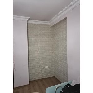 70x38cm 1 Adet  Çizgili Gri Tuğla Arkası Yapışkanlı Esnek Silinebilir Duvar Kağıdı Paneli