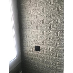 70x77cm 1 Adet  Çizgili Gri Tuğla Arkası Yapışkanlı Esnek Silinebilir Duvar Kağıdı Paneli