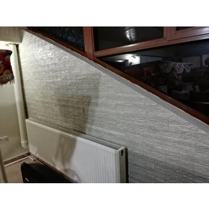 70x77cm 1 Adet  Çizgili Gri Tuğla Arkası Yapışkanlı Esnek Silinebilir Duvar Kağıdı Paneli