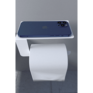 Metal Beyaz Telefon Raflı Tuvalet Kağıtlık, Wc Kağıtlık