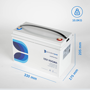 Lityum Akü-12V 100Ah Lityum Solar Akü LiFePO4 Bluetooth Özellikli