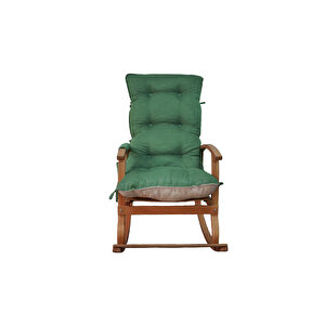 Padişah Erciyes Ahşap Çift Minderli Çift Cepli Sallanan Sandalye Yeşil/krem Yeşil