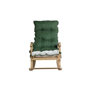 Candeco Sultan Lüx Ahşap Çift Minderli Çift Cepli Sallanan Sandalye Yeşil/krem