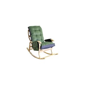 Candeco Sultan Lüx Ahşap Çift Minderli Çift Cepli Sallanan Sandalye Yeşil/füme