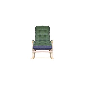 Candeco Sultan Lüx Ahşap Çift Minderli Çift Cepli Sallanan Sandalye Yeşil/füme