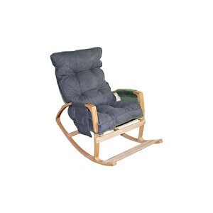 Vezir Lüx Ahşap Çift Minderli Çift Cepli Sallanan Sandalye Füme/yeşil