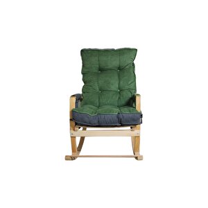 Vezir Lüx Ahşap Çift Minderli Çift Cepli Sallanan Sandalye Füme/yeşil