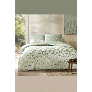 April Çift Kişilik Uyku Seti Yeşil - Nevresim + Yorgan + Yastık + Yastık Kılıfı 7 Parça Çeyizlik Set