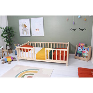 Montessori Doğal Ahşap Bebek Ve Çocuk Karyolası 90x200 cm
