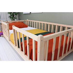 Montessori Doğal Ahşap Bebek Ve Çocuk Karyolası 90x200 cm
