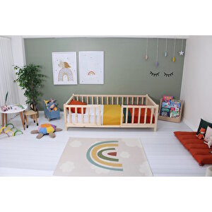 Montessori Doğal Ahşap Bebek Ve Çocuk Karyolası 80x180 cm