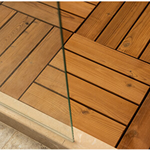 Sunsoe Fin Çamı Balkon Bahçe Ahşap Yer Döşemesi Karo Deck 30x30 Cm - 1 Adet (0,09m2)