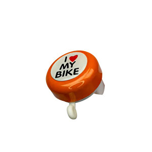 I Love My Bike Metal Sağlam Bisiklet Zili Turuncu