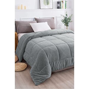 Ultra Yumuşak Çift Taraflı Wellsoft Peluş Yorgan Çift Kişilik Yıkanabilir (battaniye / Nevresim) 200x220 Cm Gri