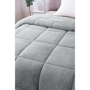 Ultra Yumuşak Çift Taraflı Wellsoft Peluş Yorgan Çift Kişilik Yıkanabilir (battaniye / Nevresim) 200x220 Cm Gri