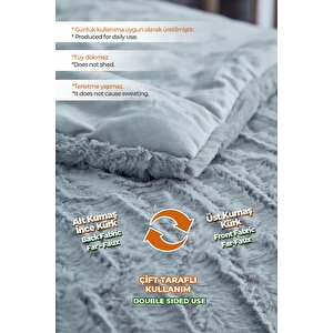 Çift (taraflı) Kişilik Kürk Yorgan Uyku Seti Yumuşak Dolgulu Wellsoft 3 Parça Lydia Yatak Örtüsü