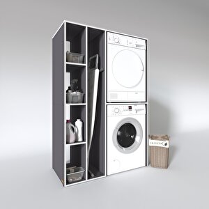 Çamaşır-kurutma Makinesi Dolabı Alyusha Sol Gri 180*120*60 Banyo Kapaksız Arkalıksız Gri